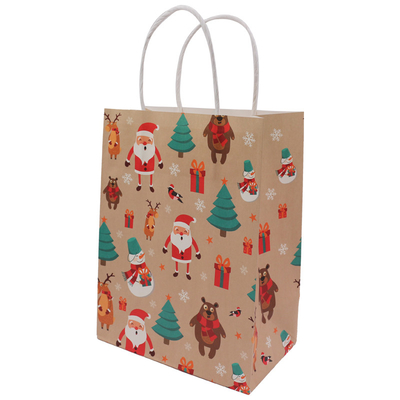 Brown Kraft Paper T Shirt Bags Flexo Printing Takeaway With Handle