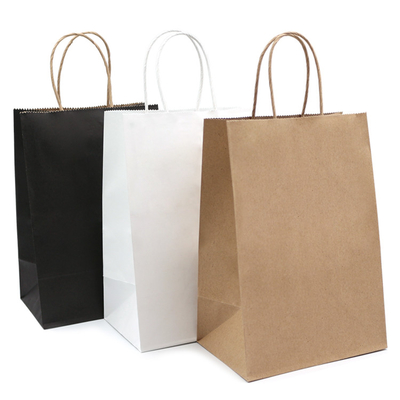 Customized Twisted Handle Kraft Paper Bags Eco Friendly With 10kg Carry Weight