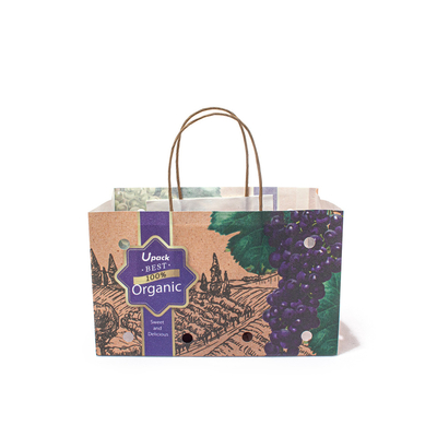 Customizable Compostable Paper Bags For Fruits And Vegetables With 8 Color Flexo Printing